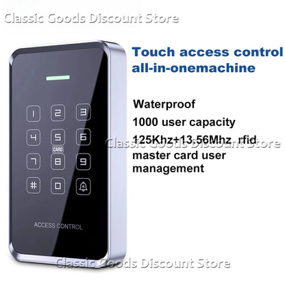 NFC/RFID Access Control Keypad – Waterproof, Touchscreen, 1000 Users, Dual-Frequency Wiegand Reader | Taggytech