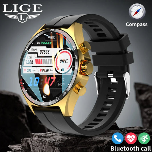 LIGE Outdoor Smartwatch 2025 – Waterproof, GPS, Altimeter, Compass, NFC &amp; 410 mAh Battery for Men
