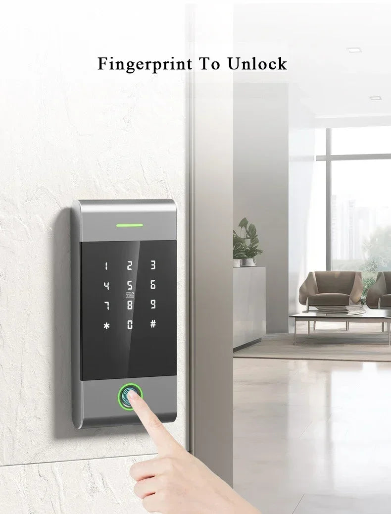 TTLock Fingerprint Access Control – Metal Housing, Rainproof, App & PIN, 13.56 MHz IC Card Reader