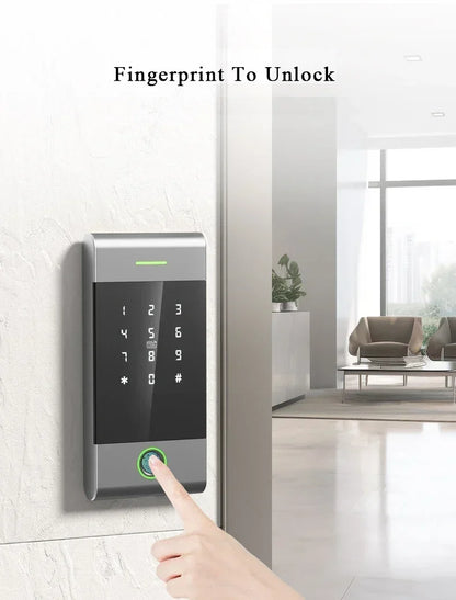 TTLock Fingerprint Access Control – Metal Housing, Rainproof, App & PIN, 13.56 MHz IC Card Reader