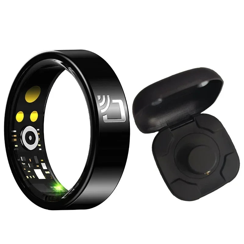 NFC Smart Ring – Ultra-thin 7 mm fitness &amp; health ring with heart rate, sleep &amp; blood oxygen tracking | NFC access, IP68 waterproof, including charging case
