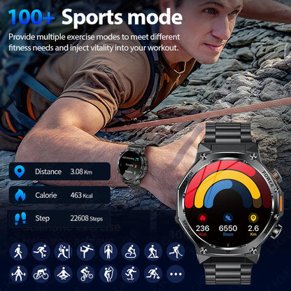 LIGE Smartwatch Herren 2025 – Militär Outdoor, 1,8" HD AMOLED, 800 mAh Batterie, Herzfrequenz & Bluetooth-Anruf, Sport-Smartwatch für Android & iOS