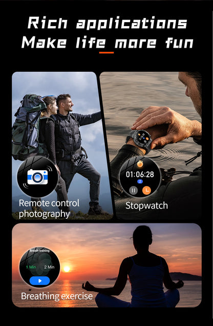 LIGE Smartwatch Herren 2025 – Militär Outdoor, 1,8" HD AMOLED, 800 mAh Batterie, Herzfrequenz & Bluetooth-Anruf, Sport-Smartwatch für Android & iOS