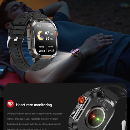 LIGE 2025 Professionelle Sport Smartwatch Herren – Outdoor Wasserdicht, LED-Taschenlampe, Bluetooth Anruf, 2,01" HD Display | Taggytech