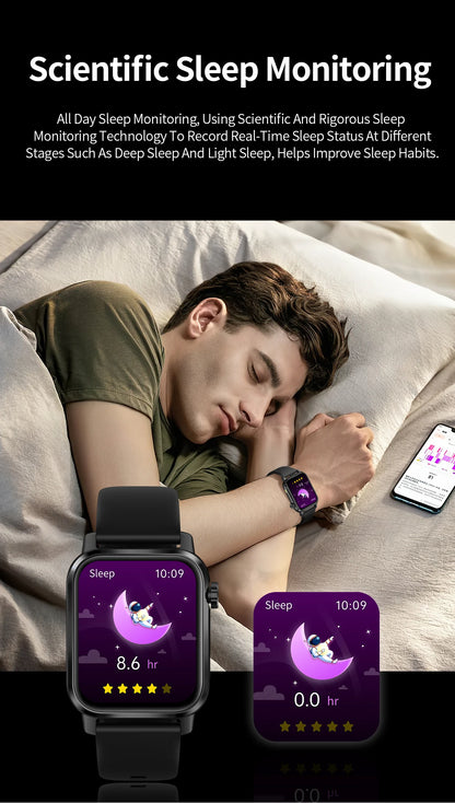 LIGE LED Smartwatch Women – 1.85″ HD Screen, Health Monitor, Fitness Tracker, AI Voice Assistant, Bluetooth Call