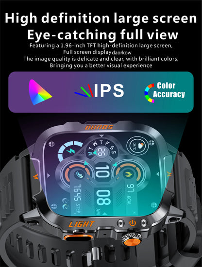LIGE Militärische Smartwatch 2025 – Wasserdicht, Outdoor Sport Tracker, LED-Taschenlampe, Bluetooth-Anruf | Taggytech