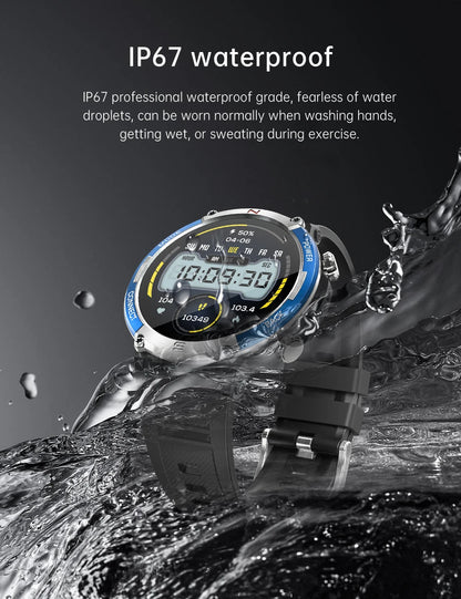LIGE 2024 Outdoor Smartwatch for Men – Bluetooth Call, Compass, Fitness & Health Monitor, IP68 Waterproof, 1.52" IPS Display