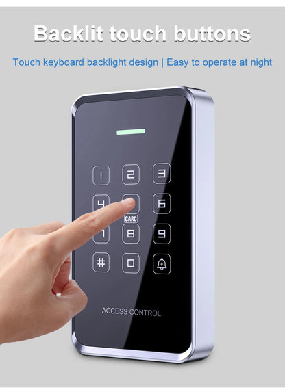 NFC/RFID Access Control Keypad – Waterproof, Touchscreen, 1000 Users, Dual-Frequency Wiegand Reader | Taggytech