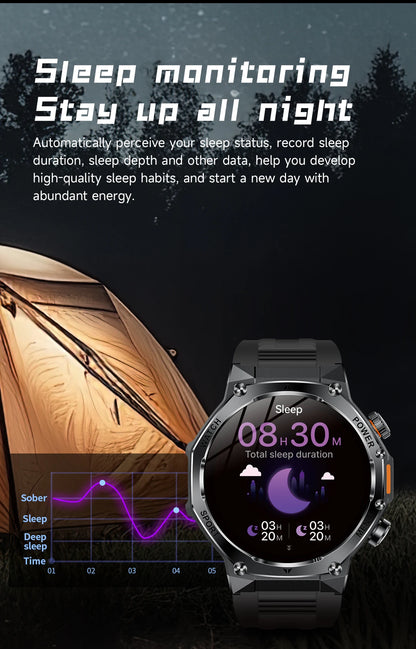 LIGE Smartwatch Herren 2025 – Militär Outdoor, 1,8" HD AMOLED, 800 mAh Batterie, Herzfrequenz & Bluetooth-Anruf, Sport-Smartwatch für Android & iOS
