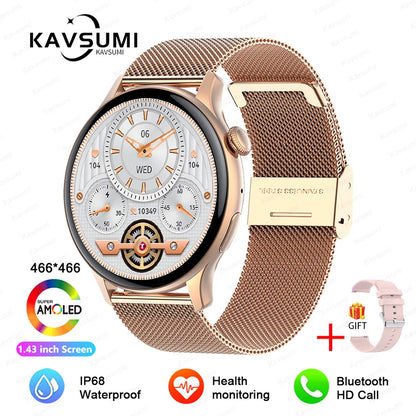 NFC Women's Smartwatch 2024 – 1.43" AMOLED, Bluetooth Call &amp; Fitness Tracking