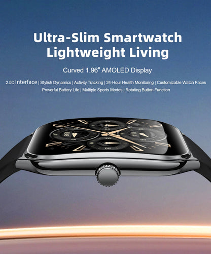 LIGE Smartwatch 2025 – 1,96" AMOLED HD, Bluetooth-Anruf, Fitness & Gesundheit für Herren & Damen | Taggytech
