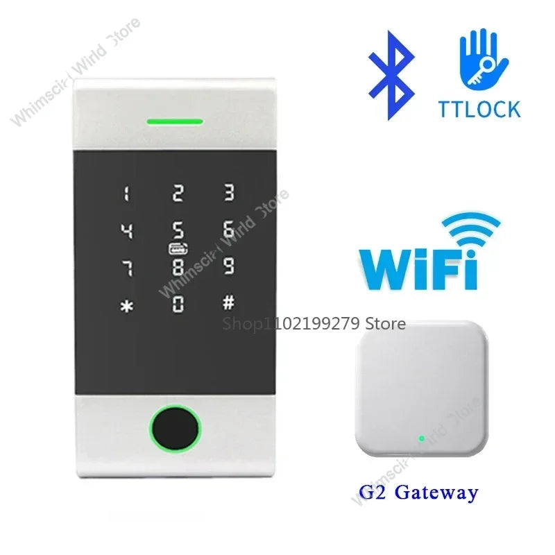 TTLock Fingerprint Access Control – Metal Housing, Rainproof, App & PIN, 13.56 MHz IC Card Reader