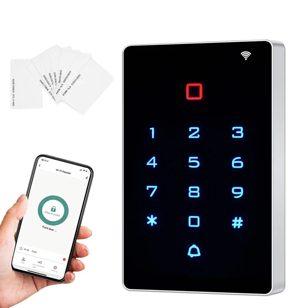 Tuya WiFi Access Control – IP68 Waterproof RFID Keypad, 2000 Users, Touch Panel, App Control | Taggytech