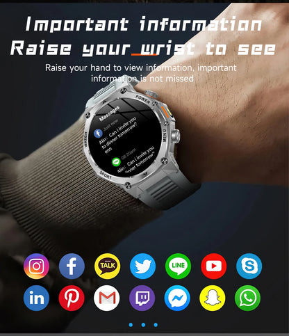 LIGE Smartwatch Herren 2025 – Militär Outdoor, 1,8" HD AMOLED, 800 mAh Batterie, Herzfrequenz & Bluetooth-Anruf, Sport-Smartwatch für Android & iOS