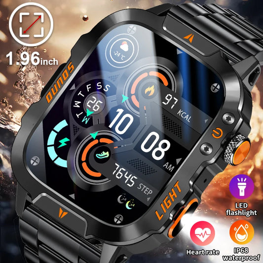LIGE Military Smartwatch 2025 – Waterproof, Outdoor Sports Tracker, LED Flashlight, Bluetooth Call, for Men
