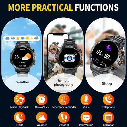 LIGE Militär Outdoor Smartwatch Herren 2024 – AMOLED HD, Bluetooth-Anrufe, Fitness & Sport, IP68 Wasserdicht | Taggytech