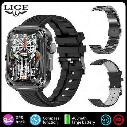 LIGE 2024 GPS Tracker Outdoor Smartwatch Men – 2.1" Ultra-HD AMOLED, 460 mAh, NFC &amp; Compass, Sport &amp; Fitness