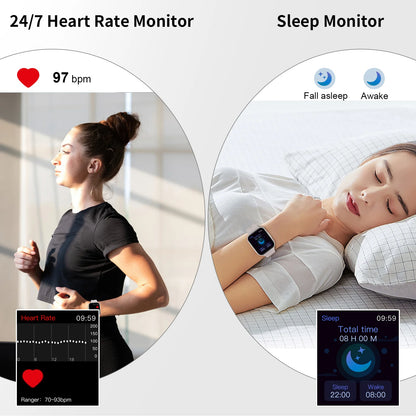 Nerunsa 1,69" Smartwatch – Fitness Tracker für Damen & Herren | Herzfrequenz, Schlafmonitor & Schrittzähler | Taggytech
