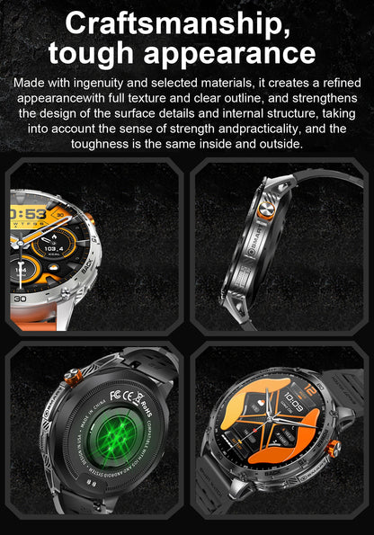 LIGE 2025 Militär Outdoor Smartwatch Herren – 1,75" AMOLED HD, 730 mAh Akku, Taschenlampe, 3ATM Wasserdicht | Taggytech
