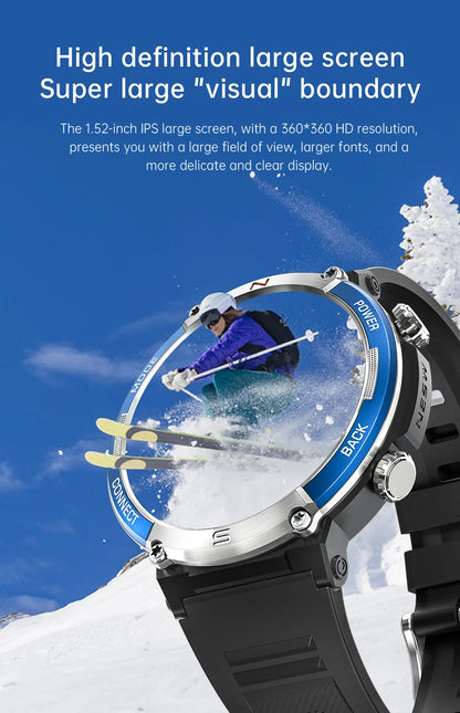 LIGE 2024 Outdoor Smartwatch for Men – Bluetooth Call, Compass, Fitness & Health Monitor, IP68 Waterproof, 1.52" IPS Display