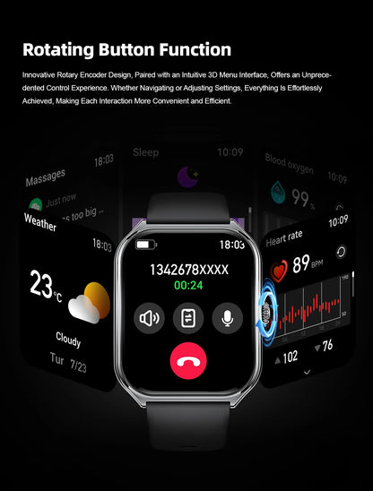 LIGE Smartwatch 2025 – 1,96" AMOLED HD, Bluetooth-Anruf, Fitness & Gesundheit für Herren & Damen | Taggytech