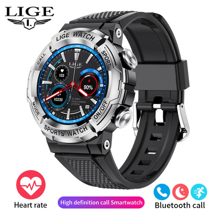 LIGE 2024 Outdoor Smartwatch for Men – Bluetooth Call, Compass, Fitness & Health Monitor, IP68 Waterproof, 1.52" IPS Display