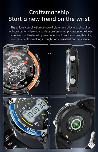 LIGE 2024 Outdoor Smartwatch for Men – Bluetooth Call, Compass, Fitness & Health Monitor, IP68 Waterproof, 1.52" IPS Display