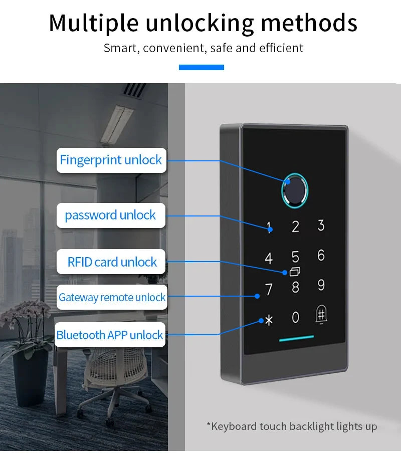TTLock H3/H3F Fingerprint Door Access Control System – Bluetooth, NFC, RFID, Password & App Control | IP66 Waterproof