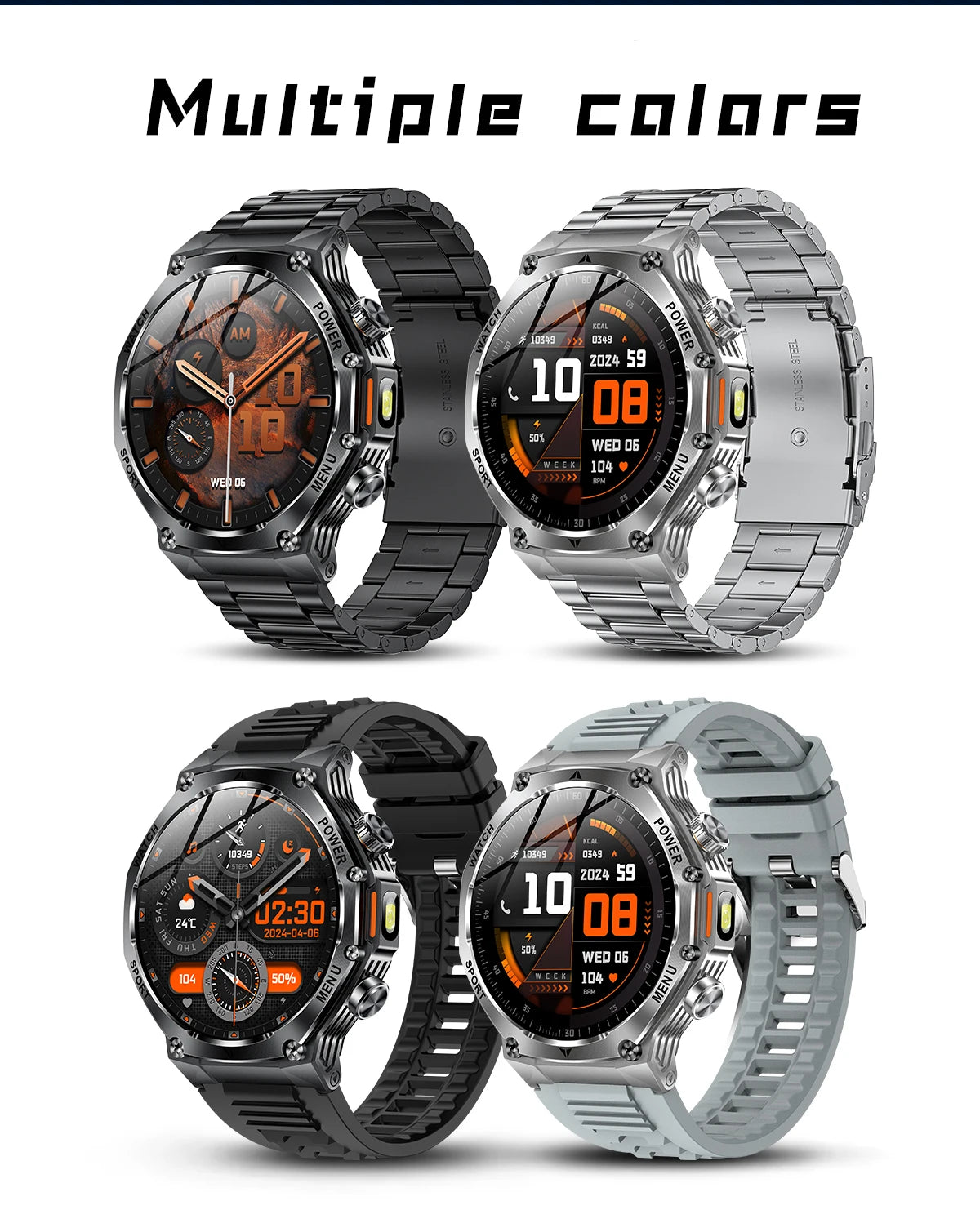 LIGE Smartwatch Herren 2025 – Militär Outdoor, 1,8" HD AMOLED, 800 mAh Batterie, Herzfrequenz & Bluetooth-Anruf, Sport-Smartwatch für Android & iOS