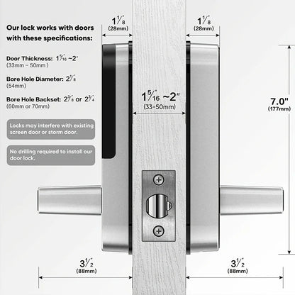 Smartes WLAN-Fingerabdruck-Türschloss mit App, NFC & Touchscreen – IP67 wasserdicht, 5-in-1 Zugangssystem, inkl. 2 IC-Karten & Notfall-USB