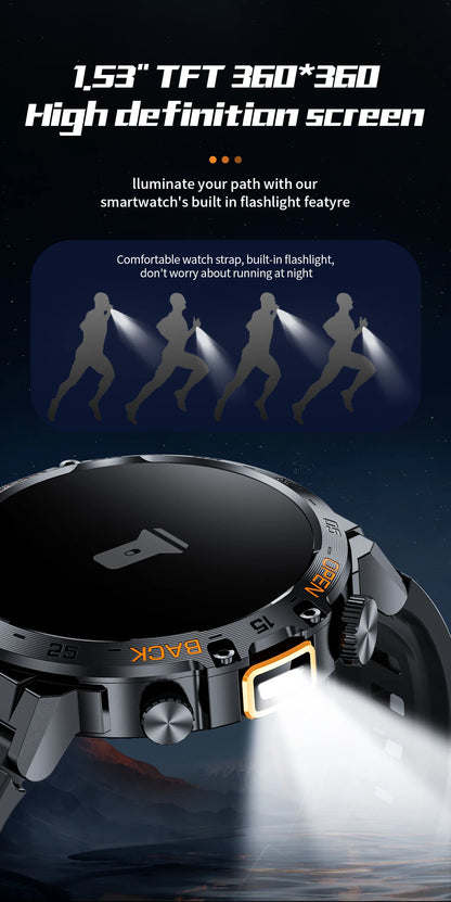 LIGE Militär Outdoor Smartwatch Herren 2024 – AMOLED HD, Bluetooth-Anrufe, Fitness & Sport, IP68 Wasserdicht | Taggytech