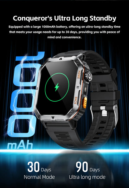 LIGE 2025 Outdoor Smartwatch Herren – 2,01" HD Display, 1000mAh Akku, 3ATM Wasserdicht, Sport & Fitness | Taggytech