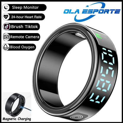 Smart Ring 2025 – LED display, heart rate &amp; fitness tracking, IP68 waterproof