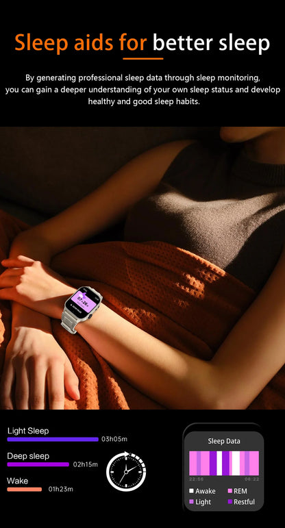 LIGE 2024 Smartwatch Männer & Frauen – 2,01" HD Display, AI Sprachassistent, LED-Taschenlampe, Bluetooth-Anrufe, Fitness & Gesundheitsuhr | Taggytech