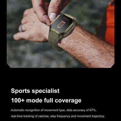 LIGE 2025 Professionelle Sport Smartwatch Herren – Outdoor Wasserdicht, LED-Taschenlampe, Bluetooth Anruf, 2,01" HD Display | Taggytech