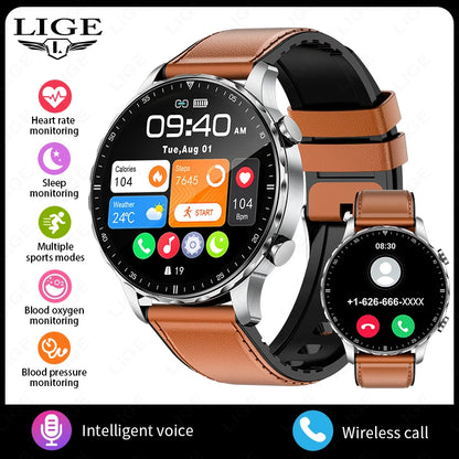 LIGE Smartwatch for Men – Bluetooth Call, Fitness &amp; Sports Tracker, IP68 Waterproof