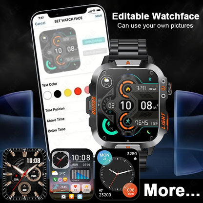 LIGE Militärische Smartwatch 2025 – Wasserdicht, Outdoor Sport Tracker, LED-Taschenlampe, Bluetooth-Anruf | Taggytech