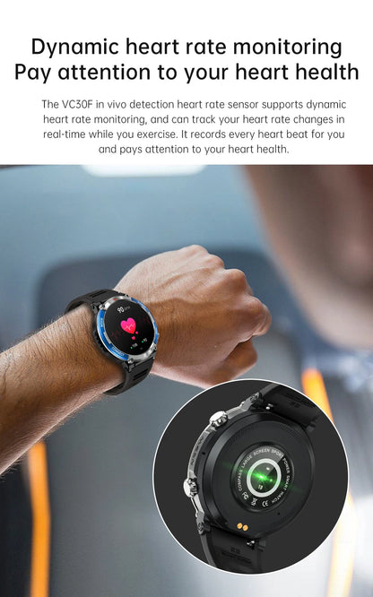 LIGE 2024 Outdoor Smartwatch for Men – Bluetooth Call, Compass, Fitness & Health Monitor, IP68 Waterproof, 1.52" IPS Display