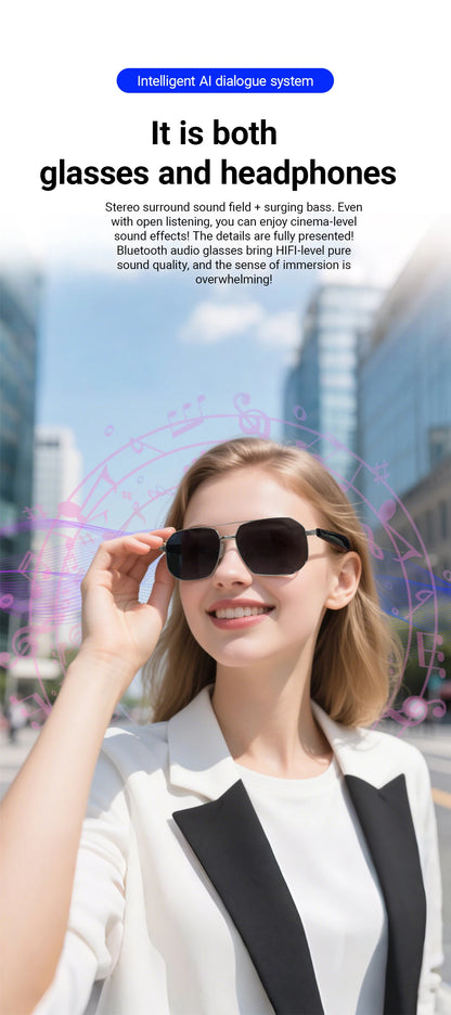 LIGE BWGY300 Smart Glasses 2025 – Women's Bluetooth Sunglasses, AI Translation, UV400, Music &amp; Calls