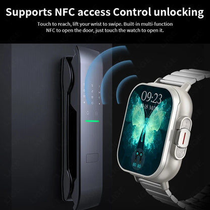 ساعة ذكية 2 في 1 بتقنية NFC مع سماعات رأس بلوتوث وتتبع الصحة