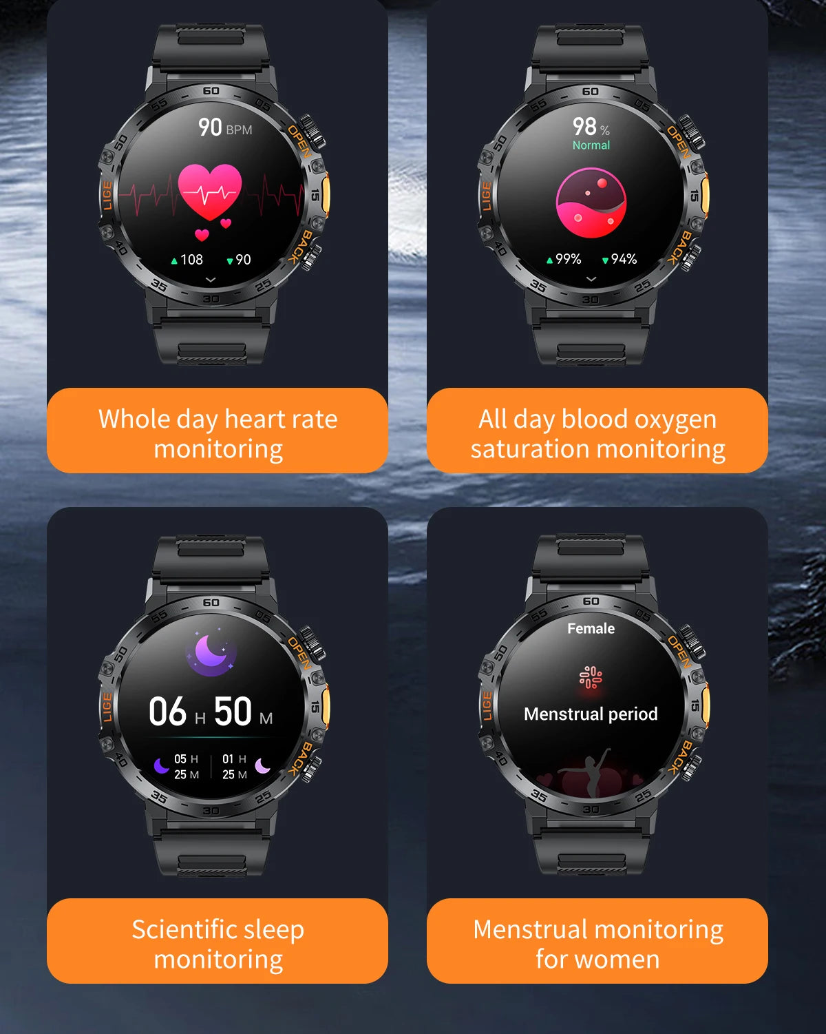 LIGE Militär Outdoor Smartwatch Herren 2024 – AMOLED HD, Bluetooth-Anrufe, Fitness & Sport, IP68 Wasserdicht | Taggytech