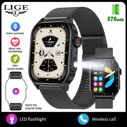 LIGE 2025 Smartwatch Men &amp; Women – 2.01" HD TFT, Fitness &amp; Health Monitor, LED Flashlight, Bluetooth Call, Sports Smartwatch
