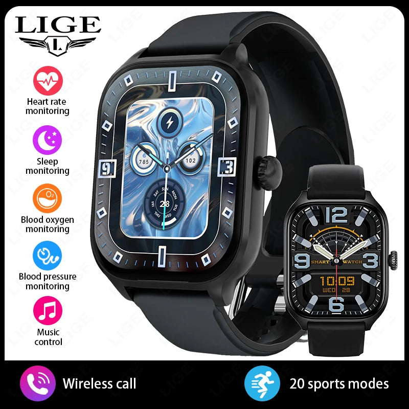 LIGE 2025 Luxus-Smartwatch für Damen – Bluetooth-Anruf, Fitness & Herzfrequenzmesser, 2,01" Ultra-HD Display, 20 Sportmodi | Taggytech