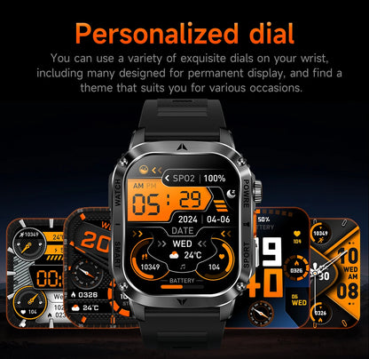 LIGE 2025 Premium Military Smartwatch Men – Outdoor Sports Tracker, Bluetooth Call, Flashlight, IP68 Waterproof, 400 mAh Battery