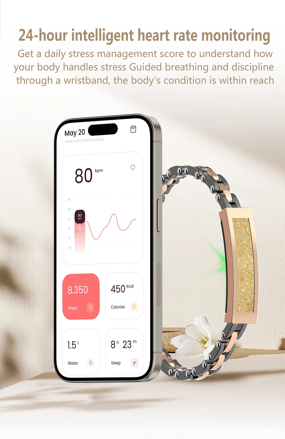 LIGE BWS2 Damen Fitness Tracker 2025 – Ohne Bildschirm, Herzfrequenz, SpO₂ & Schlaftracking | Taggytech