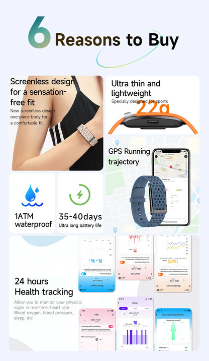 LIGE 2025 Smartwatch Männer & Frauen – Bildschirmloses Fitness-Armband, 1ATM Wasserdicht, Herzfrequenz & Gesundheits-Tracker | Taggytech