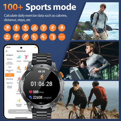 LIGE Smartwatch Men 2025 – 1000 mAh Battery, Outdoor, Bluetooth Call, Sports &amp; Flashlight