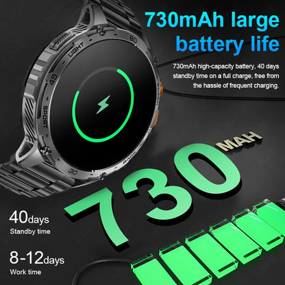 LIGE 2025 Militär Outdoor Smartwatch Herren – 1,75" AMOLED HD, 730 mAh Akku, Taschenlampe, 3ATM Wasserdicht | Taggytech