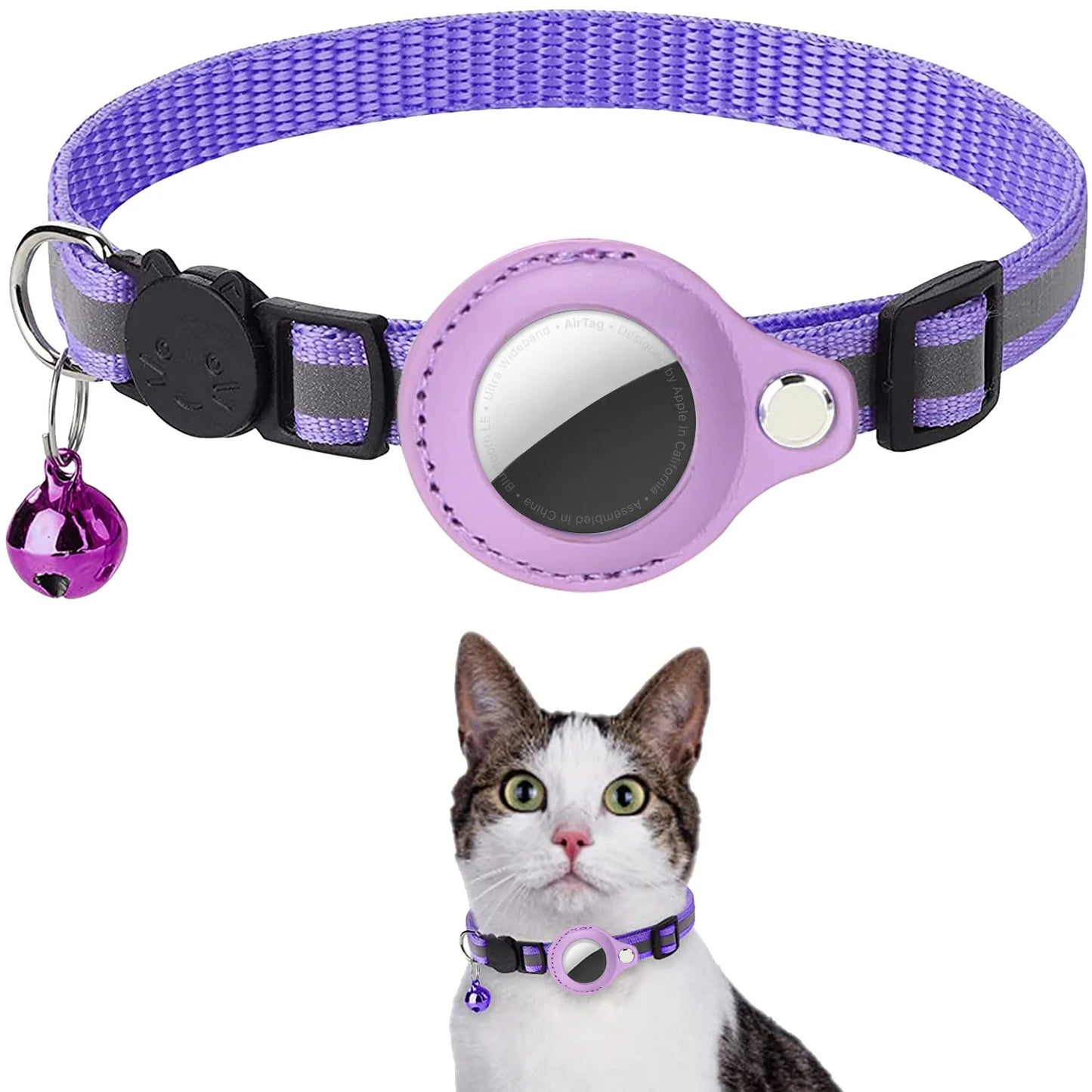 AirTag Cat Collar with Holder – Reflective & Safe | Taggytech