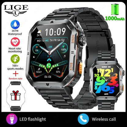 LIGE 2025 Outdoor Smartwatch Herren – 2,01" HD Display, 1000mAh Akku, 3ATM Wasserdicht, Sport & Fitness | Taggytech